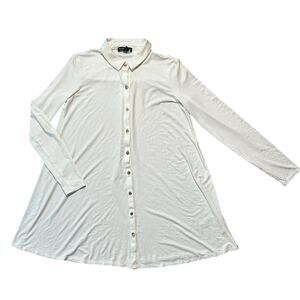 NWOT Eileen Fisher Ripple Body Classic Collar Stretch Button Up Top XXS